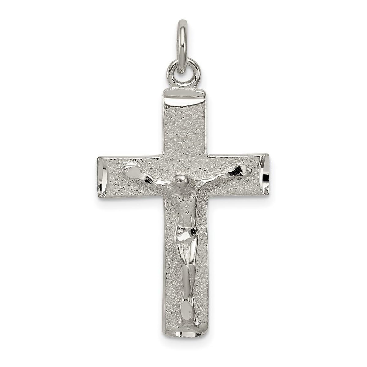 Pendentif crucifix en argent sterling 925 texturé d'exception