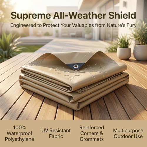 Lona impermeable 4,5x4,5 m toldo exterior beige resistente a roturas con ojales 3
