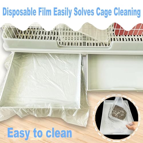 Image of VAYINATO 50 Pcs(60 * 40 Cm) Disposable Cage Tray Liners - Transparent Waterproof Liner Covers for Pet Cages | Leak-Proof, Hygienic, Easy Clean Liners for Birds, Rabbits, Hamsters, Guinea Pigs