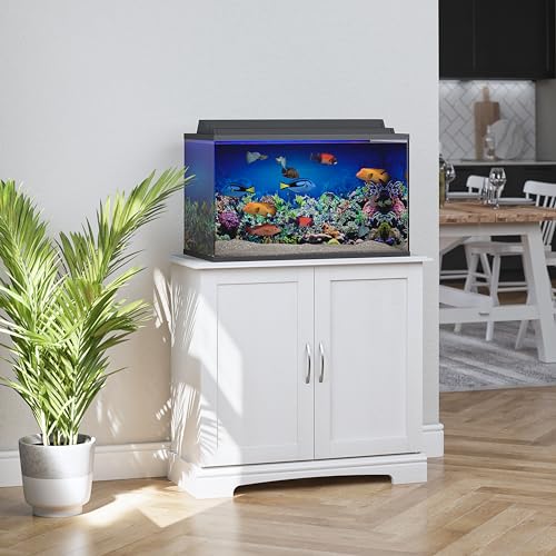 Flipper by Ollie & Hutch Harbor 29-37 Gallon Aquarium or Terrarium Stand, Ivory Oak
