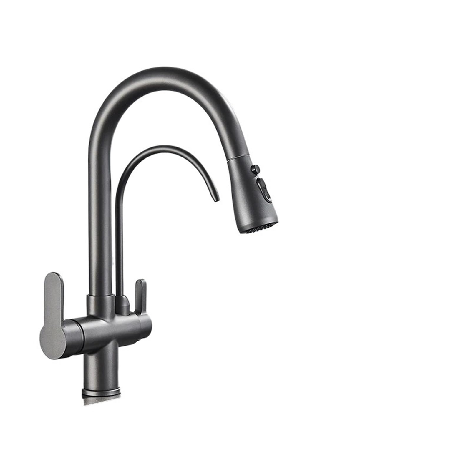 Robinet de cuisine eau pure mitigeur double poignée eau chaude froide gris