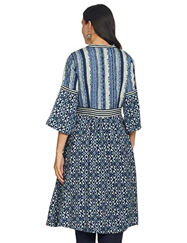 Image of BIBA Rayon Printed Straight Casual Jacket With Inner