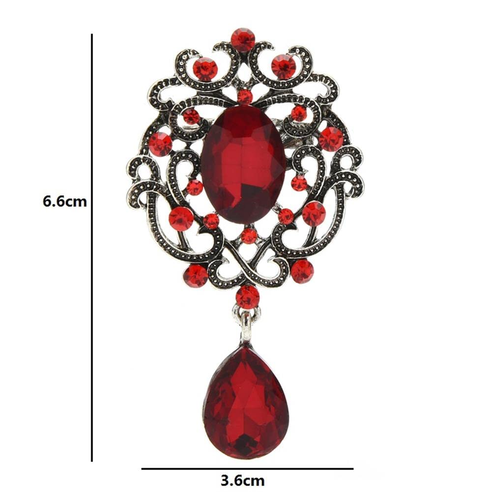 Broschennadel, Anstecknadel for Rucksäcke, Damen, Sammlung und Präsentation, Anstecknadeln, Broschen und Anstecknadeln, Vintage-Palast-Stil, Wassertropfen, ES-Damen, 3-farbige Kristallblume, Party-Bür