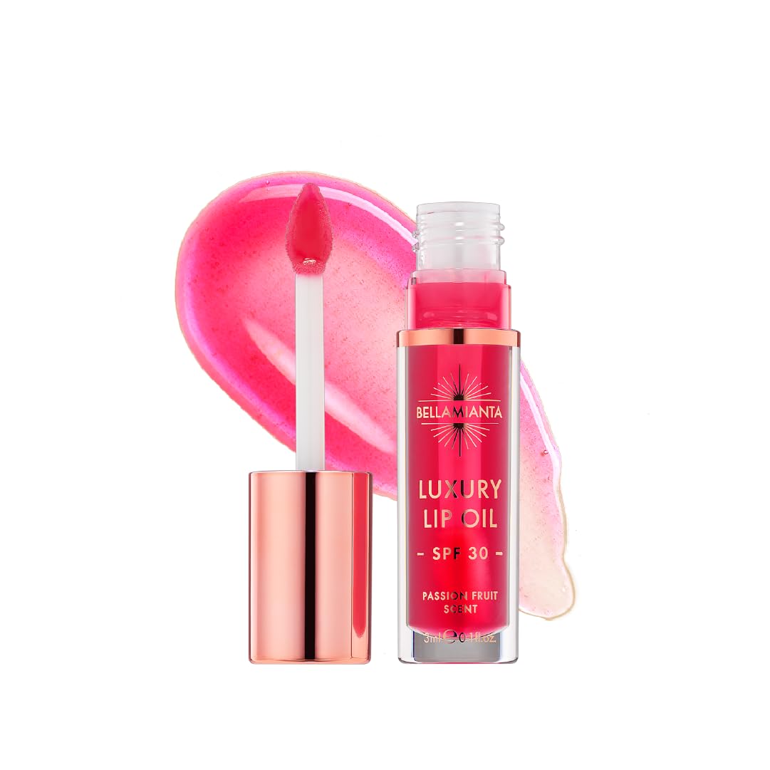 Bellamianta Luxury Lip Oil, Glossy Plump, SPF 30, 3ml, Raspberry