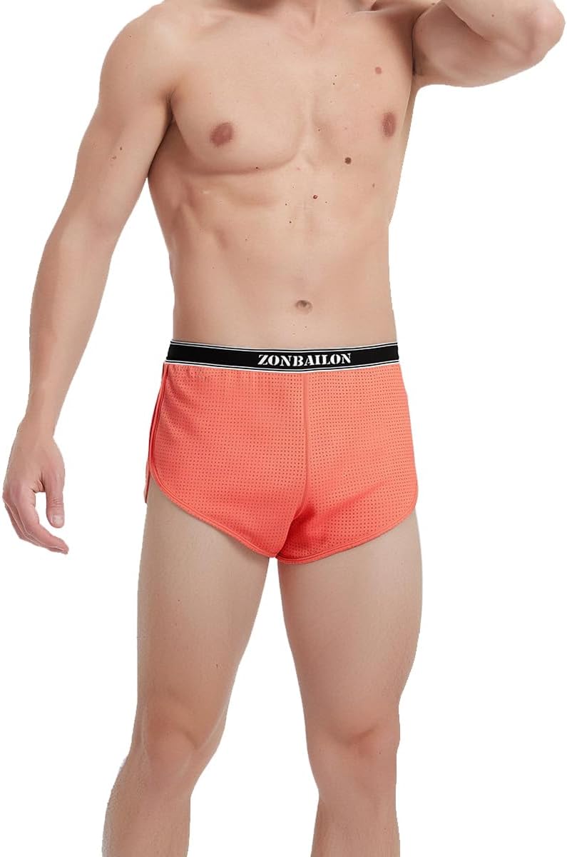 ZONBAILON Mens Pajama Sleep Shorts Mesh Booty Sexy 3 Inch Lounge Underwear