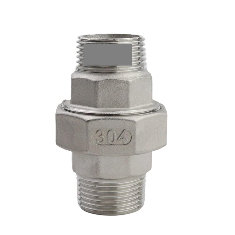 1PCS 304 Stainless Steel Union Joint Coupling 1/4" 3/8" 1/2" 3/4" 1" 1-1/4" 1-1/2" 2" Female Male Thread Cast Pipe Fitting(Male to Male,3/4
