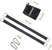 Vista 4 de Kit de correas colgantes para columpio de árbol, resistente soporta 2200 libras, 5 pies, extra largo, con mosquetones de bloqueo más seguro y bolsa