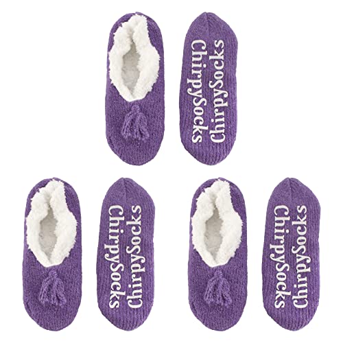 Image of BambooMN Adult Women Super Soft Warm Cozy Fancy Yarn Slippers Non-Slip Lined Socks, Indoor Comfy House Slippers, 3 Pairs