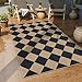 Lahome Checkered Easy Jute 3x5 Outdoor Patio Rug, Washable Rugs for Entryway Diamond Indoor Outdoor Living Room Carpet, Farmhouse Neutral Non Slip Black Door Carpet for Backyard Bedroom