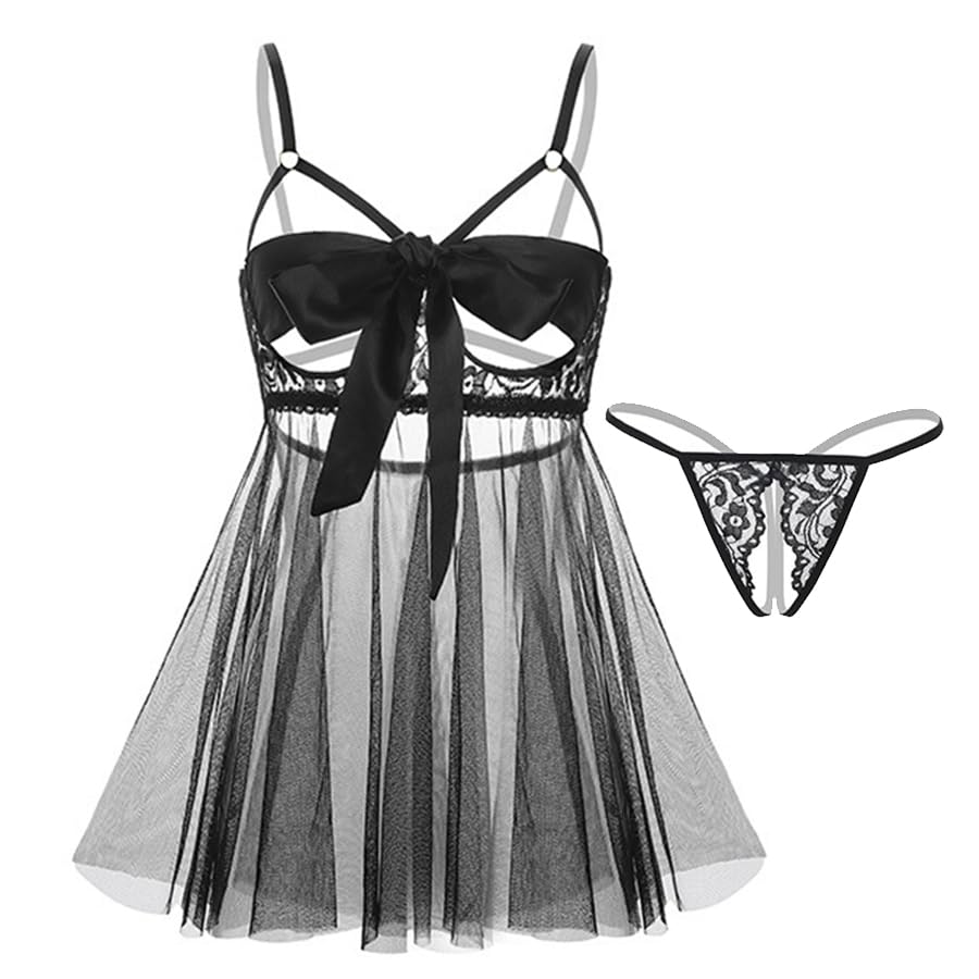 セクシーランジェリー 過激 変態 大きいサイズ ベビードール セクシー下着 レディース 大人 ベビードール 透け 大きい 下着 女性 黒 穴あき セット 変態 女装 2L 3L 4L ど変態 透け透け [並行輸入品]