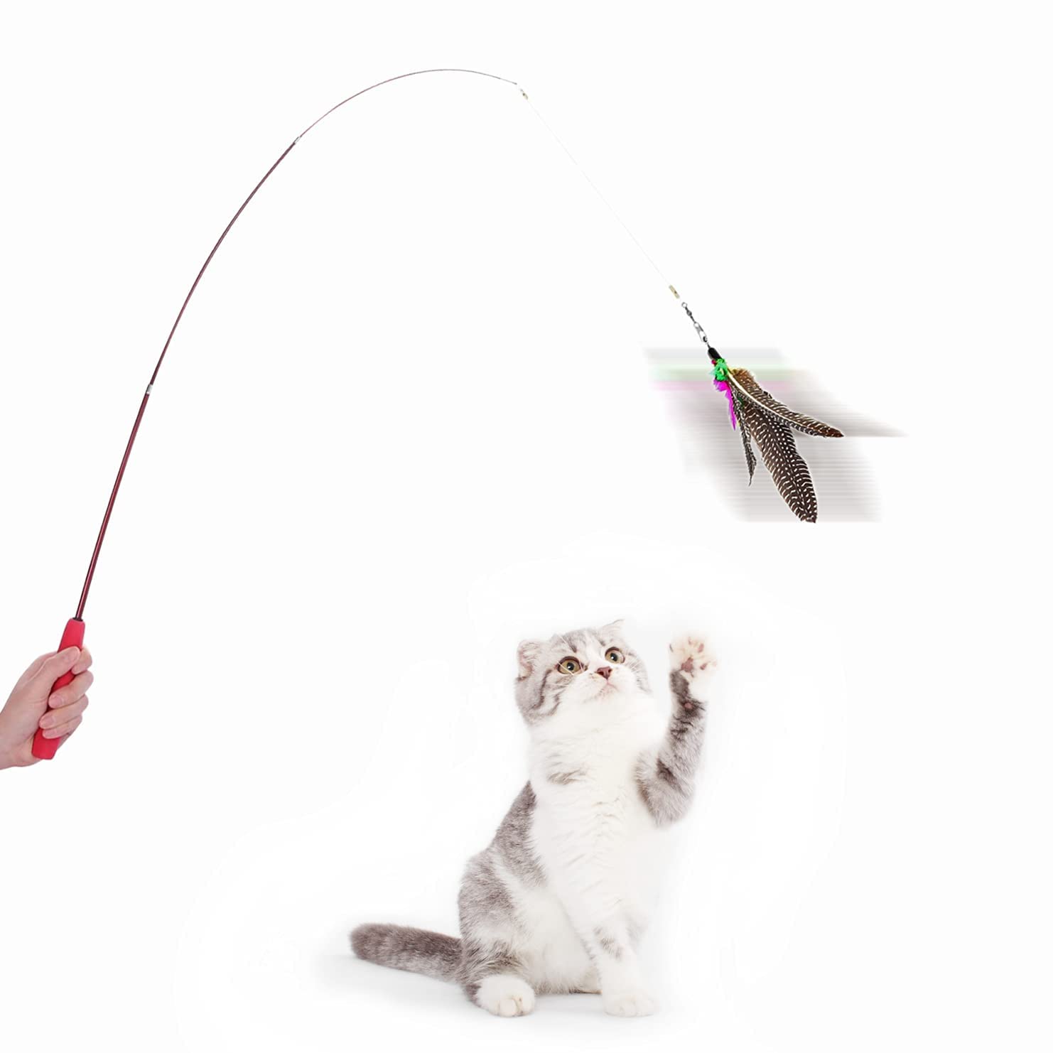 Dog Trust Cat Wand Interactive Feather Toy Wild Refill on Retractable Stick Fun Catcher Teaser Suitable Exercise Your Kitten to Make Pet Happy (1 Retractable Stick + 1 Feather) (B0BWY6SNY2) Amazon Price History, Amazon Price Tracker