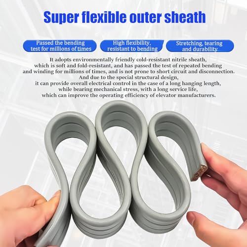 Câble Plat TVVBPG 4 Conducteurs Ascenseur Flexible Blindé 2.5mm2 30ft - 6