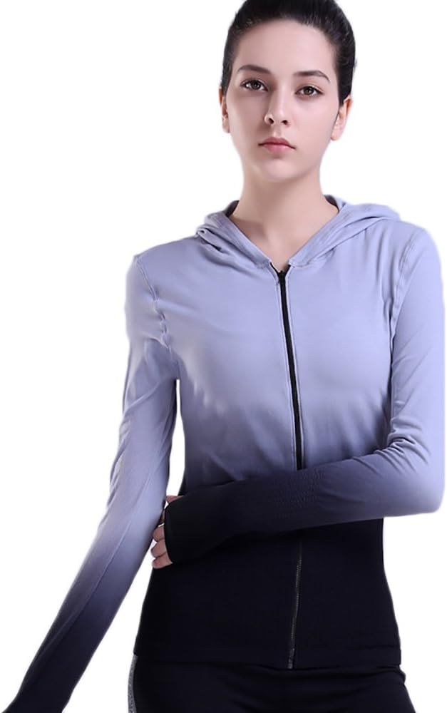 Omysi Yoga Hoodie Women’s Quick Dry Running Exercise Gradient Top - Very Small