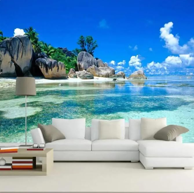 Papier peint nature pour déconnecter : créez un salon serein avec un paysage 3D 200x140