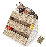 meleg otthon Cat Scratching Cardboard,Scratching Post with 2 Ball Catnip Corrugate Scratcher for Cats Play