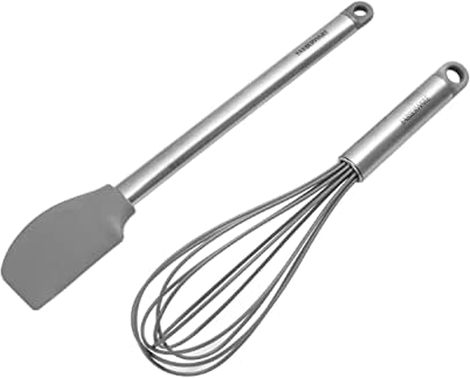 Farberware Professional 2 Piece Baking Set with Stainless Steel Wire Whisk and Stanless Steel Handle, Grey Silicone Head Spatulas For Beating, Blending, Mixing, and Scraping Farberware Professional 2 Piece Baking Set with Stainless Steel Wire Whisk and Stanless Steel Handle, Grey Silicone Head Spatulas For Beating, Blending, Mixing, and Scraping
