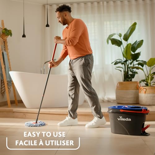 Vileda RinseClean Spin Mop & Bucket System | 2-Tanks Separate Clean and Dirty Water | Machine Washable and Reusable Microfibre Mop Head Replacement | Hands-Free Wringing Bucket by Vileda - Image 5