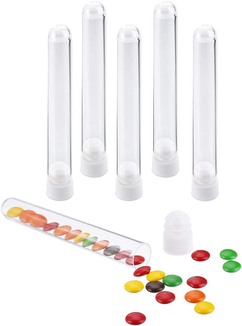 25pcs Plastic Test Tubes Bottles with Screw Caps Container Clear 12ml 100mm x 15mm