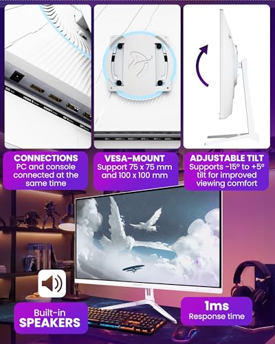 Image of Arozzi Gaming Monitor Nova 27 inch IPS 180Hz - Computer Monitor QHD 1440p - Adaptive Sync, HDR10 & Flicker Free Display - 100% sRGB Color Accuracy - PC & Console Ready - White