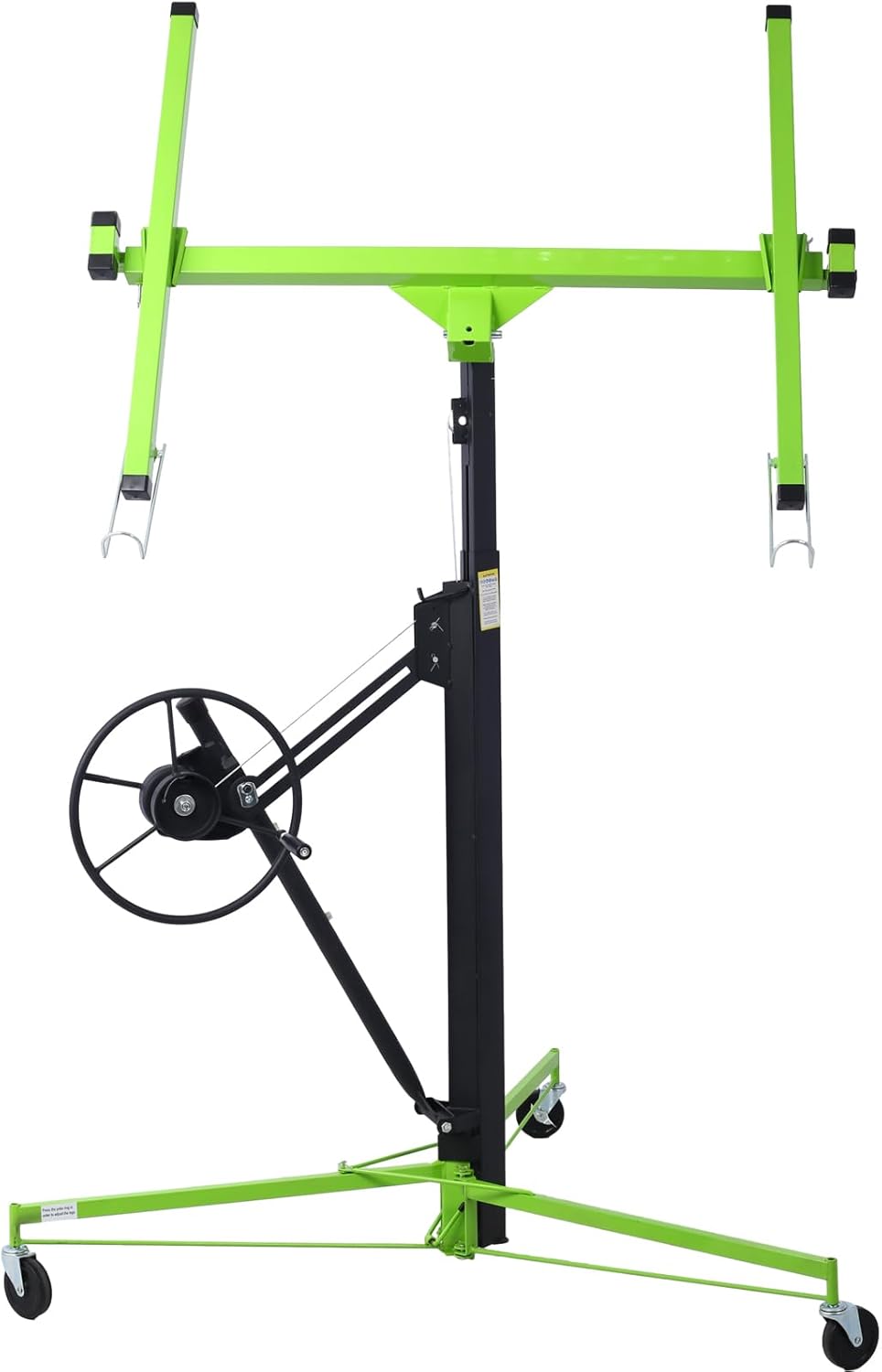 Drywall Rolling Lifter Panel, 11' Sheetrock Lift Drywall Lift, 150Lb Weight Capacity Panel Hoist Jack Tool, Drywall Lifting Construction Tools Caster Wheel with Adjustable Telescopic Arm, Green+Black