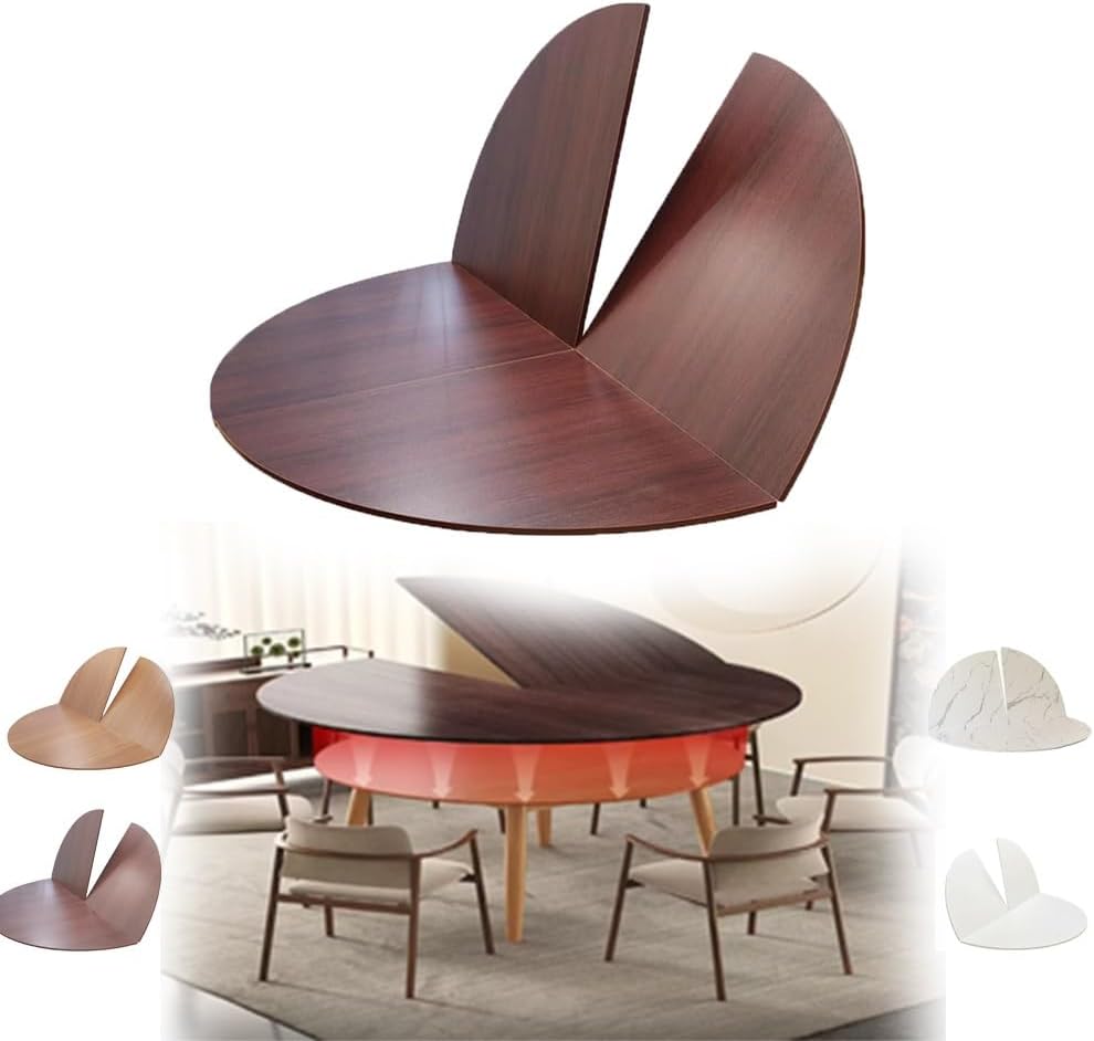 Round Wood Folding Tabletop Extender 51in-75in - Yellow Pomelo for Catering, Banquet & Party - 120cm/47in Circular Table Top, Perfect for Events & Gatherings