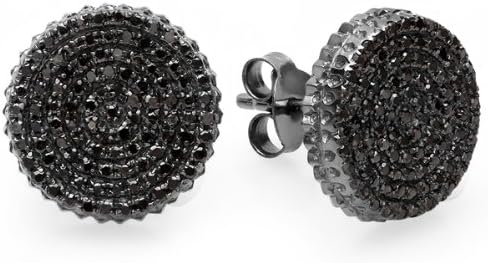 DazzlingRock Sterling Silver Real Black Diamond Micro Pave Hip Hop Mens Stud Earrings 1/2 CT (0.50 Ct, Vs Clarity)