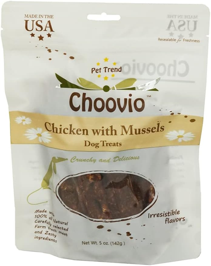 Choovio 5oz Chicken Strips with Mussels Dog Treats, Made in USA