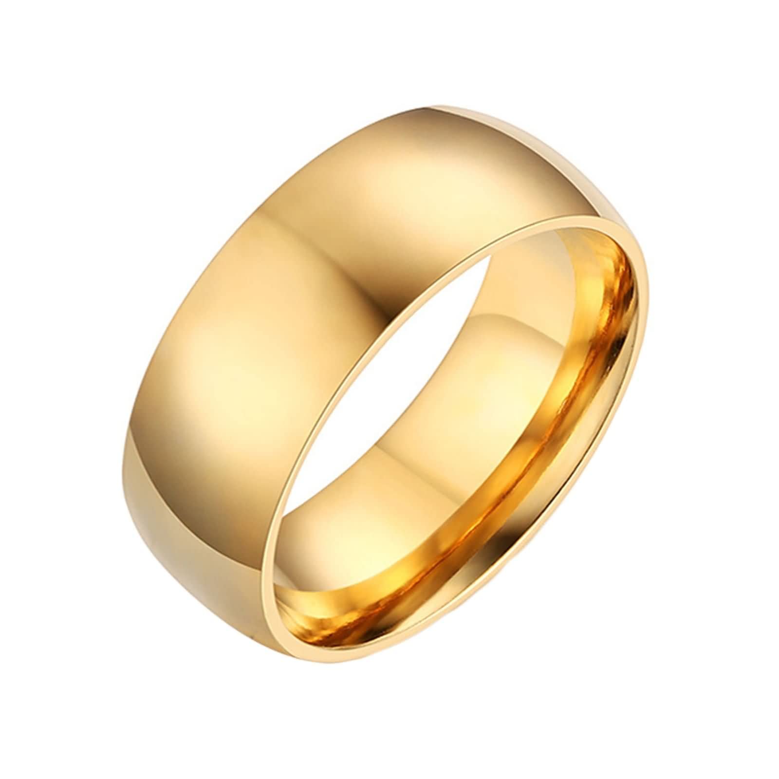 DaesarDarsar - Anillos Mujer Grabados,Anillos de Oro Puro Mujer Anillos Mujer Acero Inoxidable Pulido Redondo 2/4/6/8MM Anillos Mujer