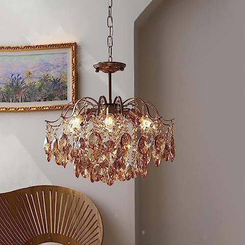 Lustre en cristal de luxe et luminaire suspendu doré au style bougie élégante