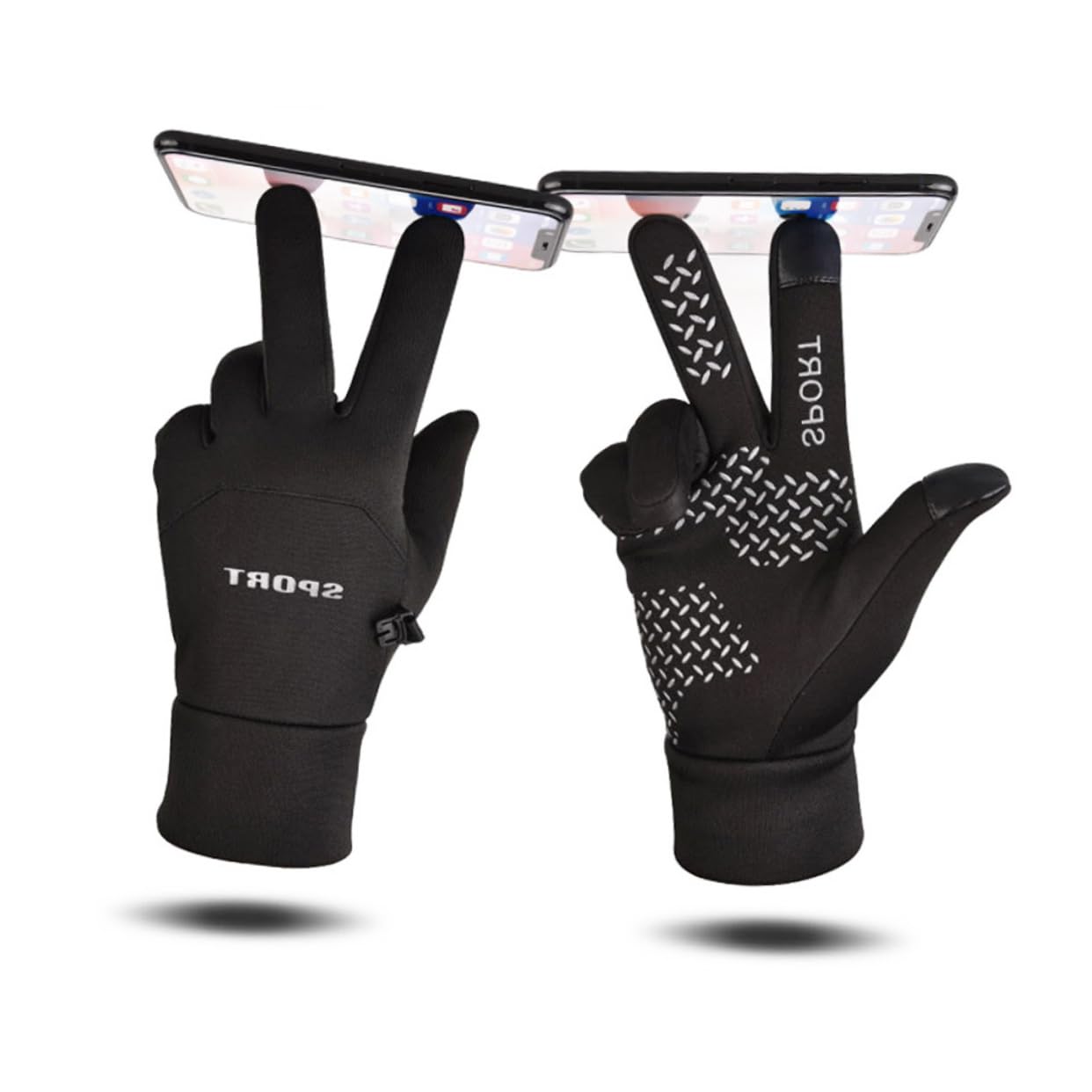 guantes de invierno gloves men pantalla táctil más cálido montaña Hombres windproof negro guantes de ciclismo guantes de dedo Black