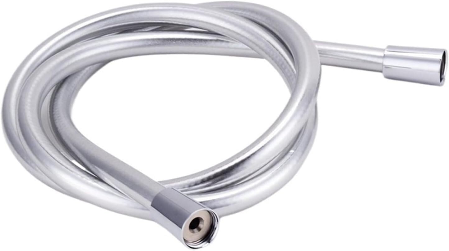 Gkirqvpe Pvc 1M Silver Shower Hose, Flexible Shower Hose Stainless Steel Pvc Pressure Silver Black 1M-2M 1/2 Inch Universal