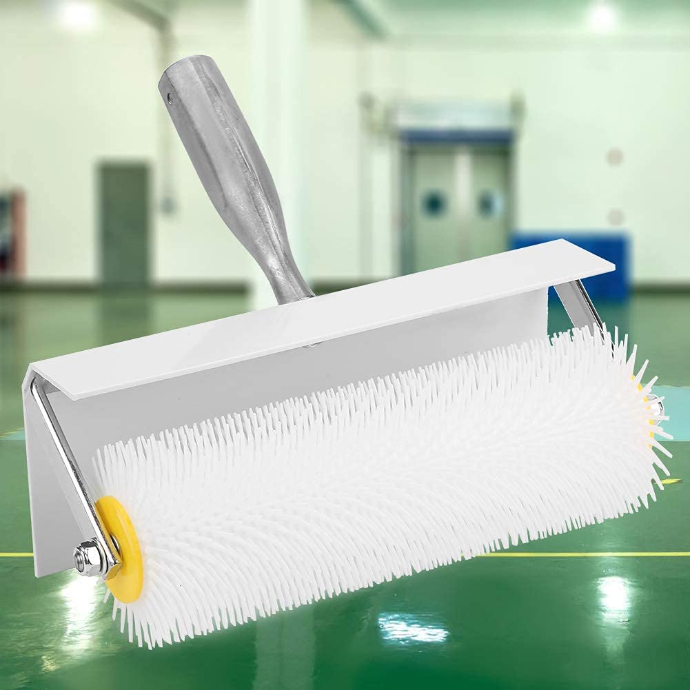 Greensen Entlüftungsroller 250 mm – Luftentferner für selbstnivellierenden Estrich & Latex-Bodenbeschichtung, Profi-Entlüftungswalze mit Spritzschutz und Spike-Belag