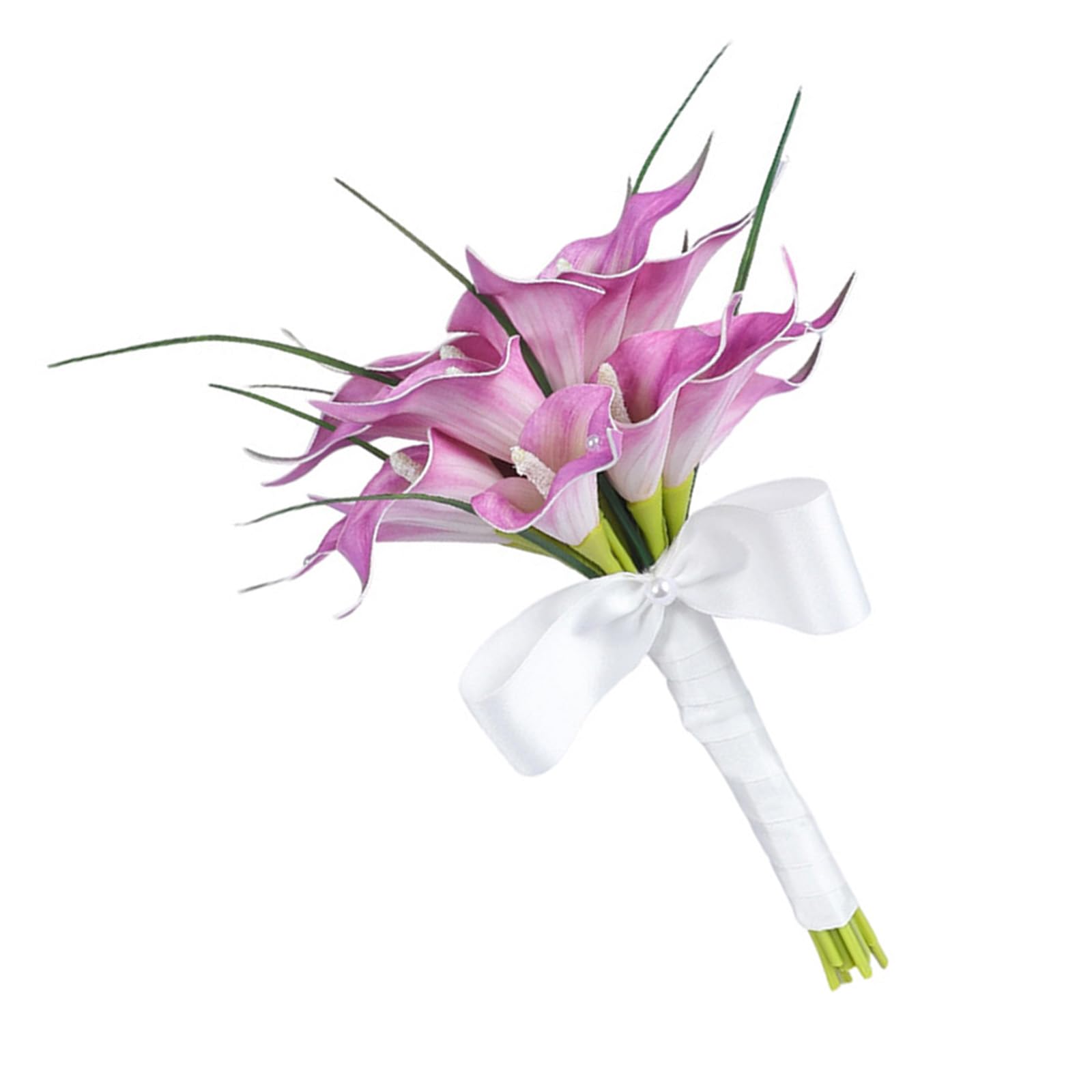 Kaeltsyn Faux Calla Bridal Hand Arrangement with Flexible Stalks White Shade Wedding Accessory Artificial Silk Calla Bouquet Silk Flower Accessory