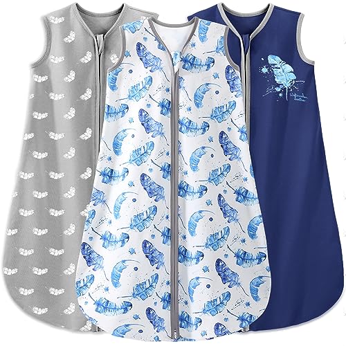 Image of Yoofoss Baby Sleep Sack 0-6 Months Baby Wearable Blanket 100% Cotton 2-Way Zipper Toddler Sleeping Sack, 3 Pack Comfy Soft Lightweight Sleep Sacks for Babies (Small)