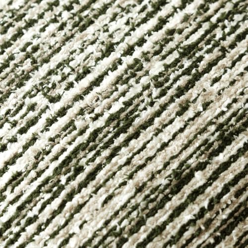 Image of Foindtower Set of 2 Faux Fur Textured Modern Throw Decorative Pillow Covers Square Accent Striped Cushion Sherpa Boho Farmhouse Pillowcase for Couch Sofa Living Room Home Decor 18x18 Inch,Dark Green