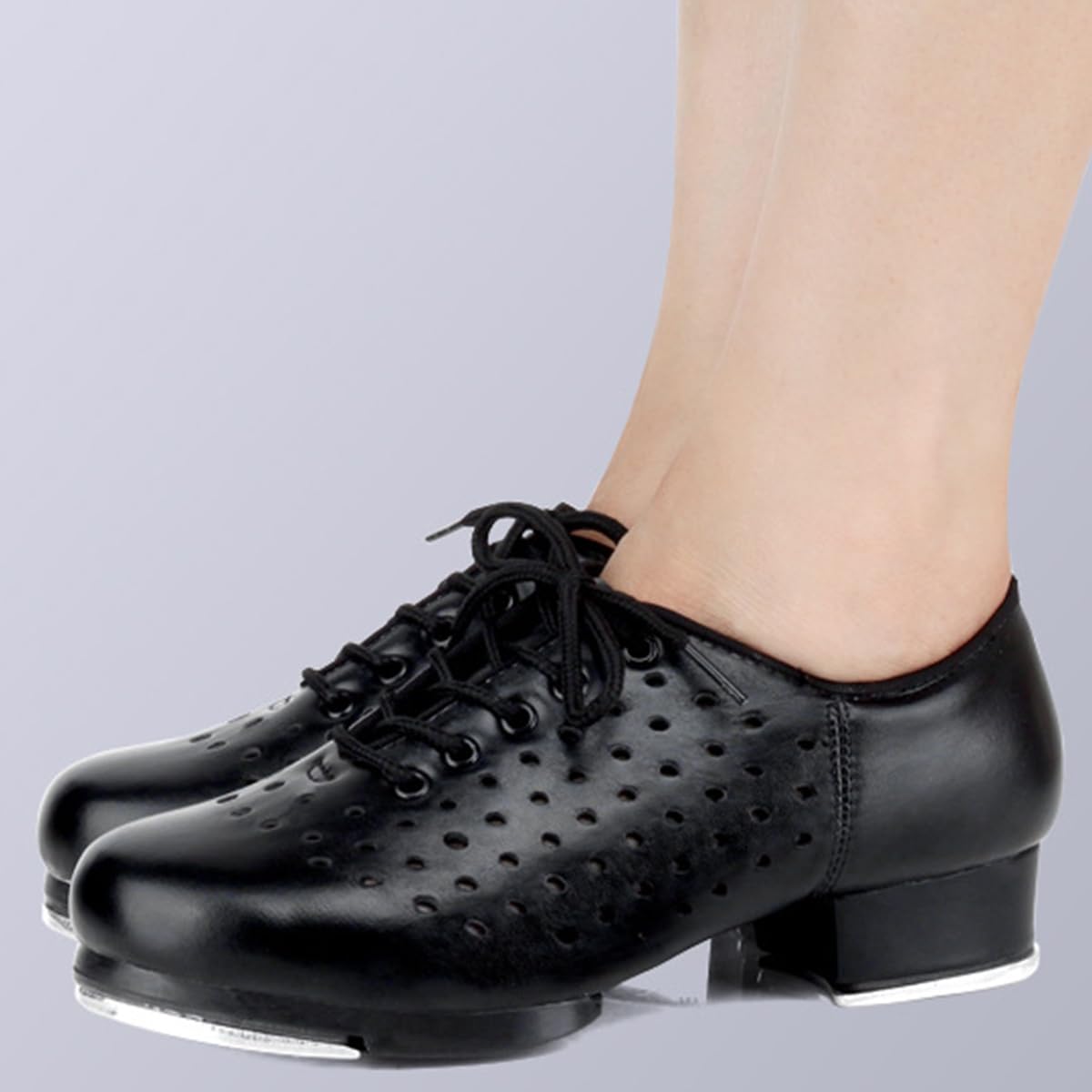 Mujer Zapatos de Entrenamiento de Claque Cordones Zapatos de claqué de Cuero Transpirable para formación de Rendimiento Profesores