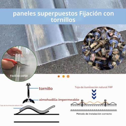 Miniatura 9 de Panel Para Tejado Transparente De 2mm,Paneles De Tejado De Revestimiento De Techo De Invernadero De Cochera,Placa De Iluminación Natural De Frp Aislamiento Térmico 0.9x1.4m 35x55in,5 Pcs