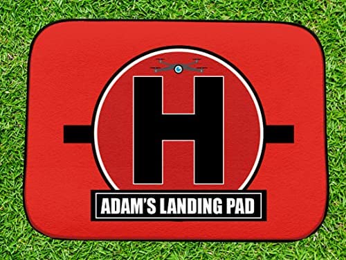 Artylicious Personalised Drone Landing Pad - portable rubber mat for any Drones, Drone Accessories - 44cm x 32cm (Red)