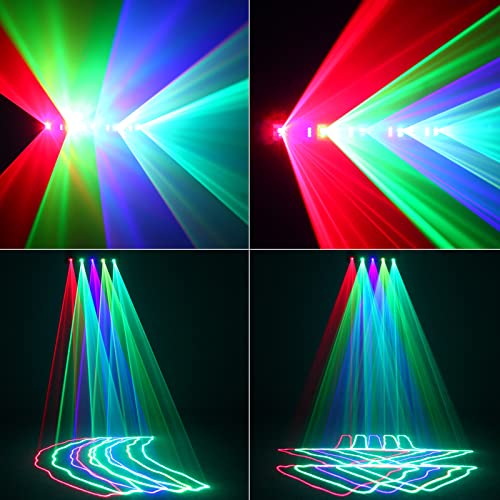 Stage Light Dj Laser Light, U`king 5 Beam Effect Sound Activated Dj Party Lights Rgbyc Led Projector Party Lights Music Lights With Remote Control Dmx For Dancing Birthday Bar Pub Stage Lighting #TOP2