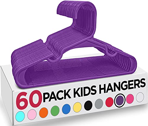 Image of Utopia Home 60 Pack Kids Hangers - 11.5 Inch Plastic Baby Hangers for Closet - Childrens Hanger for Clothes & Infant Hanger for Closet - for Everyday Standard Use (Purple)