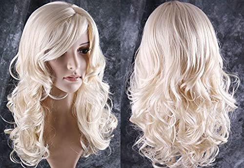 BERON 24" Stylish Long Curly Blonde Hair Wig BERON Blonde wig Long Blonde Wig Perfect for Party,Halloween and Christmas(Blonde) - Thumbnail 4