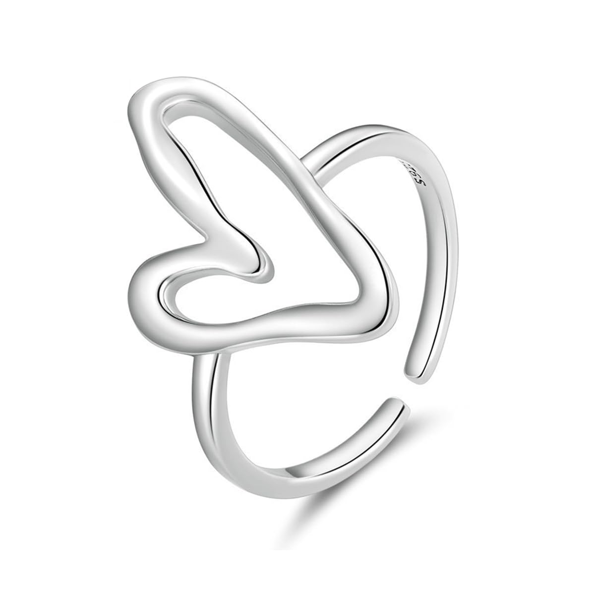 VELESAY Corazón Anillos Plata de Ley 925 para Mujer Anillo Corazón Circonita Ajustables Mujer Anillos Compromiso Boda Aniversario Anillos