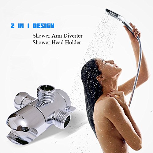3 Way Shower Diverter Valve Mount 1/2-Inch, SYIDINZN Universal Handheld Shower Arm Diverter Splitter with Shower Head Holder for Handshower Showering Components - Chrome (Shower Arm Mount-A)