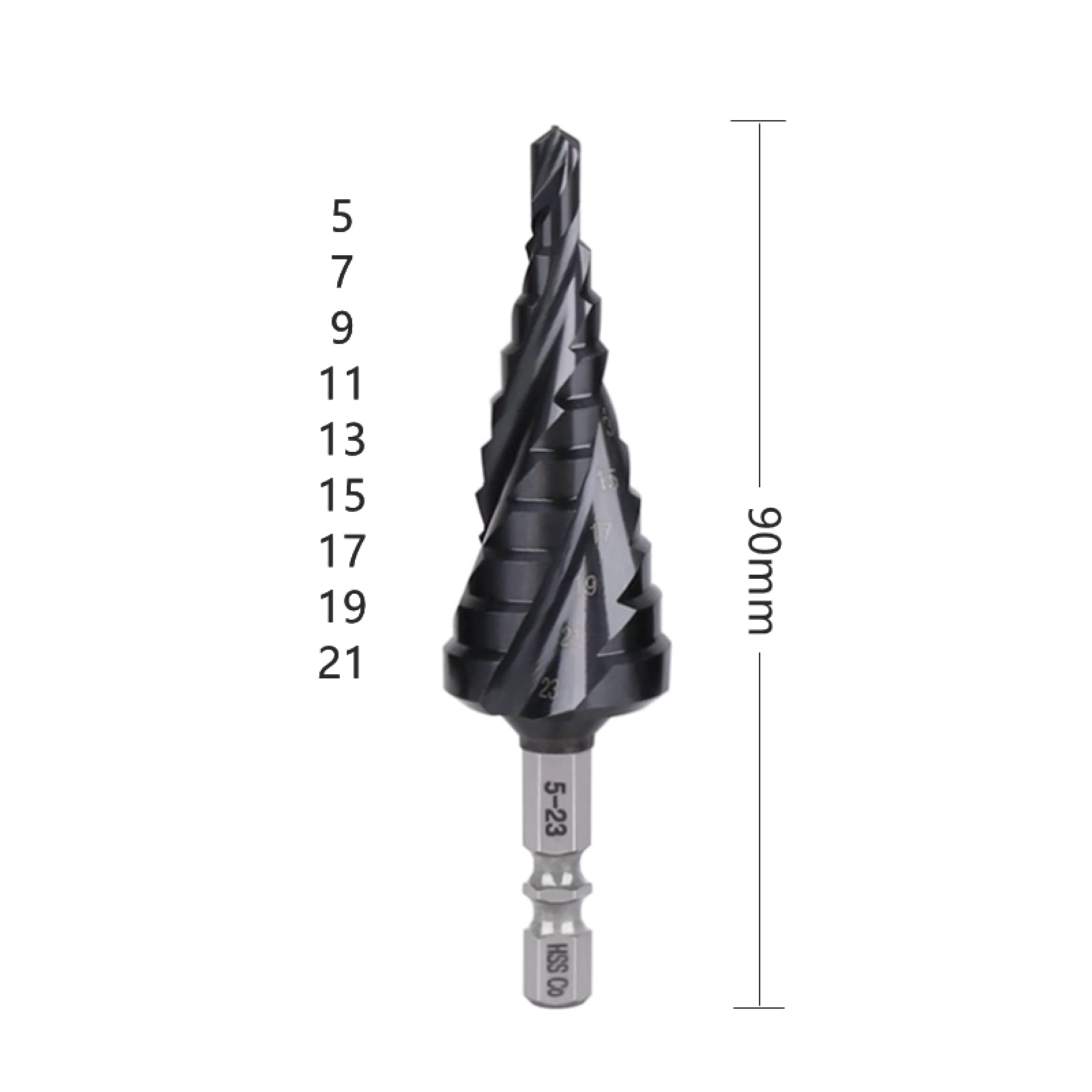 1pc Codolo esagonale HSS Co M35 Cobalto TiAIN Scanalatura a spirale 3 flauti Punte da trapano per fori di ferro in acciaio inox sega,1 pz 5-23mm