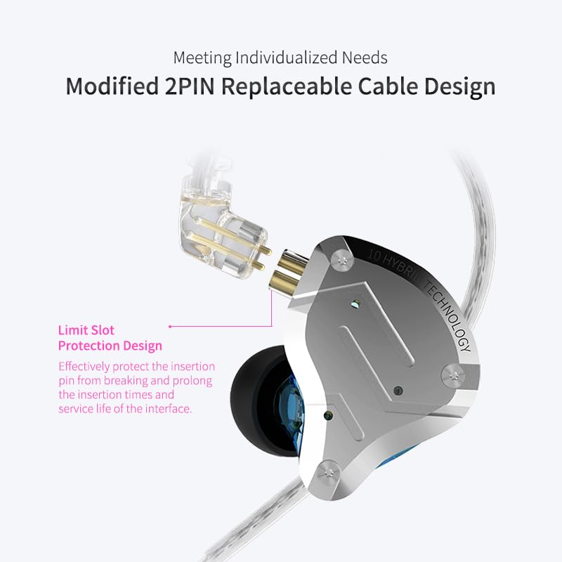 Yinyoo KZ ZS10 Pro Type-C IEM intra-auriculaires HiFi 4BA+1DD