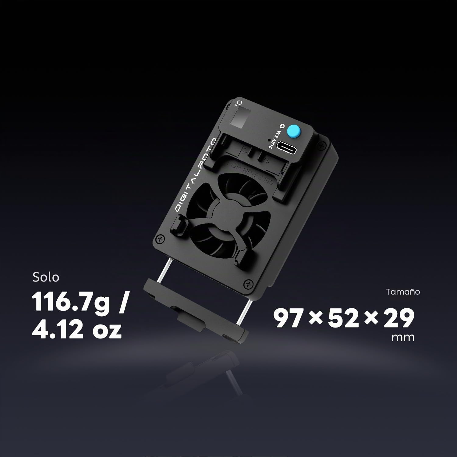 ICEMAN-E6 Camera Cooling Fan para Canon R5/R6/90D/SX70, Ventilador de Refrigeración TEC con Pantalla LED, Doble Alimentación LP-E6/USB-C, Silencioso, Montaje Rápido
