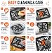 Air Fryer Grill Pans for Ninja Foodi AF400UK, DZ400UK, DZ401 & DZ550 9.5L Dual Zone Air Fryer, 2-Pack Carbon Steel Replacement Crisper Plates, Grill Trays with Rubber Bumpers, Dishwasher Safe - POIU