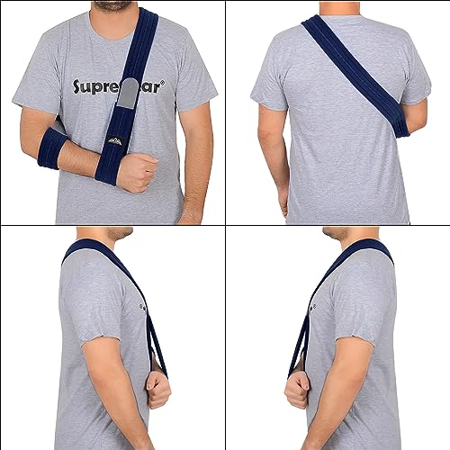 supregear Arm Sling, Adjustable Arm Support Strap, Lightweight Shoulder Immobilizer for Injured Elbow, Broken Collarbone, Torn Rotator Cuff, Dislocation or AC Separation, Left Right, Men Women