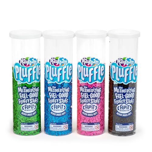 Image of Educational Insights Playfoam Pluffle for Sensory Bins 4-Pack, Green, Blue, Pink & Black