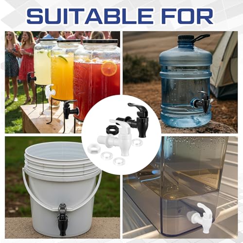 image for Honoson 4 Sets BPA-Free Replacement Cooler Faucet Water Bottle Jug, Di